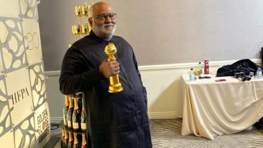 Golden Globe Awards 2023: RRR Score Composer MM Keeravani Poses With His Trophy for Best Original Song (View Pic)