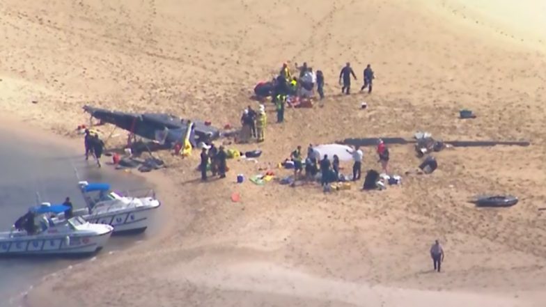 Helicopter Collision in Australia Videos: Two Helicopters Collide in Air Near Sea World Theme Park in Main Beach, Four Killed