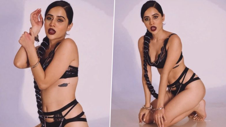 Uorfi Javed Poses in a Sexy Bikini Wearing Handcuffs; Teases Trollers, ‘You’ll Really Wanted to See Me In Handcuffs Right? Wish Granted’ (Watch Video)