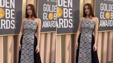 Golden Globe Awards 2023: Blonde Nominee Ana De Armas Stuns as She Walks Red Carpet In Floor-Length Silver Studded Black Gown (Watch Video)