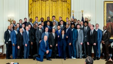 Joe Biden Takes Knee During Photo-Op With Golden State Warriors Team, Kamala Harris Reacts 'I'm Not Doing That' (See Pic and Video)