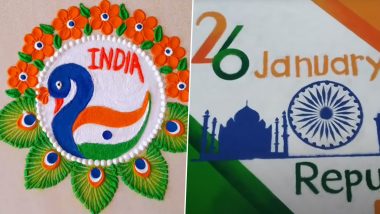 Republic Day 2023 Rangoli Ideas: Latest Tricolour Rangoli Designs and Unique Patterns To Represent The Spirit of India's National Event (Watch Videos)