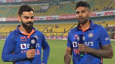 Virat Kohli and Suryakumar Yadav Involved in Engaging Conversation Post India’s Win Over Sri Lanka in 1st ODI (Watch Video)