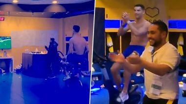 Cristiano Ronaldo Applauds Anderson Talisca's Goal in Al-Nassr vs Al-Tai Saudi Pro League Match While Working Out in Gym (Watch Video)