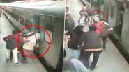 Video: Alert Cop Saves Woman's Life After She Falls Down While Trying to Board Moving Train With Family At Pune Railway Station