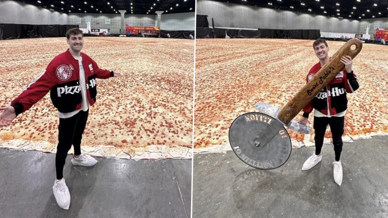 World’s Largest Pizza! Guinness World Record for Biggest-Ever Arena-Size Cheese and Pepperoni Pie Set by Pizza Hut; See Pics