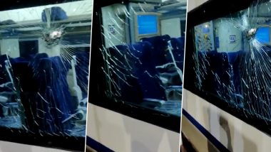 Vande Bharat Express Stone Pelting: Glass Panes of Train Damaged in Andhra Pradesh’s Visakhapatnam Ahead of PM Narendra Modi’s Visit (Watch Video)