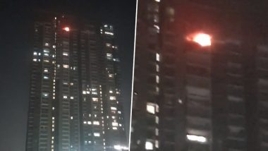 Mumbai Fire: Level Two Blaze at High-Rise RA Residency Tower in Dadar (Watch Video)