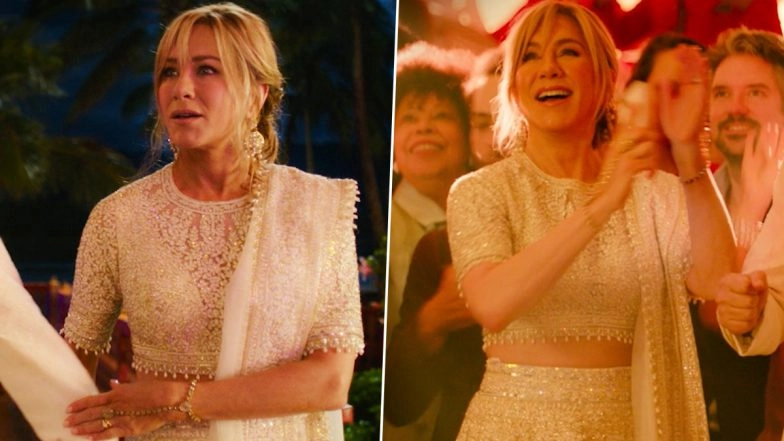Jennifer Aniston Turns Hot & Desi in Murder Mystery 2 Wearing Manish Malhotra’s Matching Lehenga, Dupatta with Traditional Jewellery (View Pics)