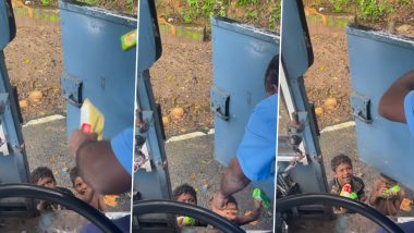 Kerala Bus Driver Gives Packets of Snacks and Biscuits to Children on Road; Viral Video of The Kind Act Spreads Smiles Online