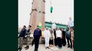 Bharat Jodo Yatra: Rahul Gandhi Unfurls National Flag at Historic Clock Tower of Lal Chowk in Srinagar (See Pics and Video)