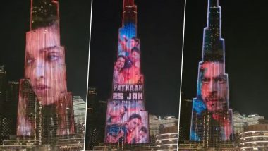 Pathaan Trailer Releases on Burj Khalifa; Citizens Cheer Below As Shah Rukh Khan, Deepika Padukone, John Abraham Are Quite Literally on Top! (Watch Video)