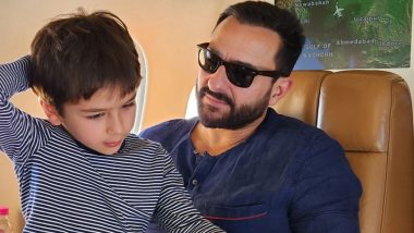 Saif Ali Khan Poses With Son Taimur In In-Flight Photos Shared by Saba Pataudi (View Pics)