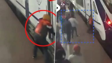 Viral Video: Man Falls Down While Boarding Moving Vande Bharat Express Train, Saved by Commuters; RPF Says ‘Be Responsible, Be Safe'
