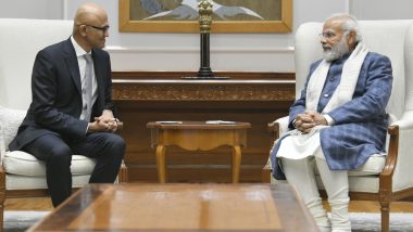 Satya Nadella Meets PM Narendra Modi, Says India’s Sustainable Economic Growth Led by ‘Digital Transformation’ Inspiring