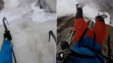 Ice Climber Nearly Falls to Death, Watch Scary Video to Know How He Miraculously Survived