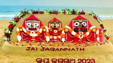 India News | Odisha: Sudarsan Pattnaik Welcomes New Year with Sand Sculpture of Lord Jagannath