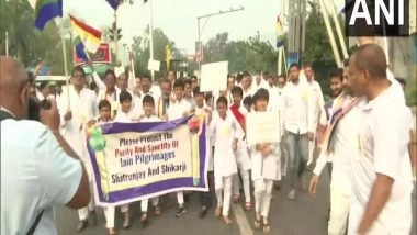 India News | Protest in Vijayawada Against Jharkhand Govt's Move to Declare Shri Sammed Shikharji a Tourist Place