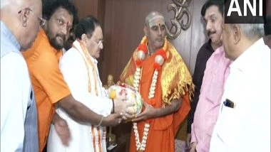India News | JP Nadda Visits Sri Panchamasali Mutt, Kanaka Guru Peetha in Karnataka