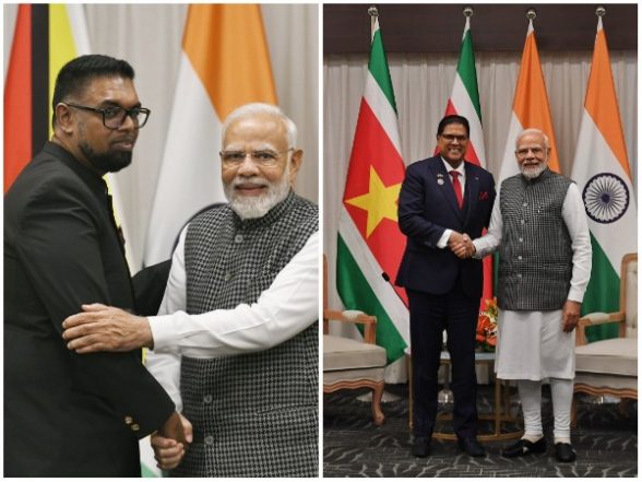 World News | PM Modi Meets Presidents of Guyana, Suriname on Margins of Pravasi Bharatiya Divas in Indore - Vimarsana News