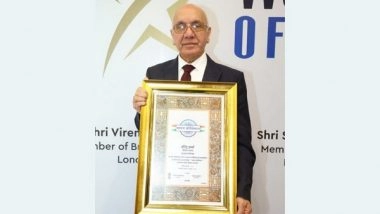 Business News | Patron of World Book of Records and Member of British Parliament Virendra Sharma Get Felicitated with Bharat Kirtimaan Alankaran 2023