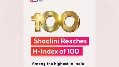 Business News | Shoolini Touches H-index 100 Milestone