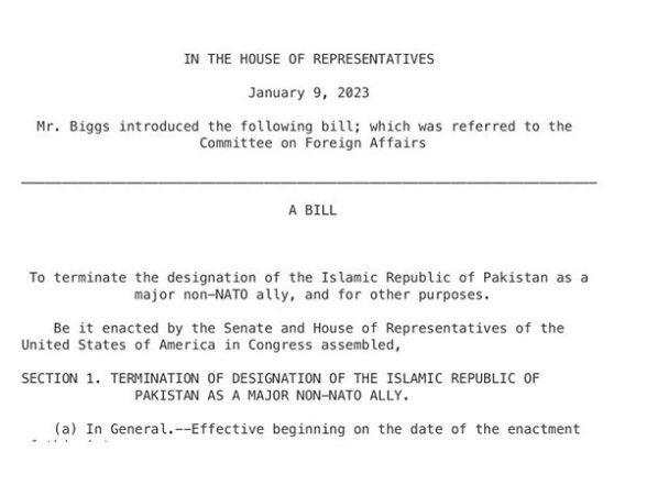 World News | Bill Tabled in US House to Terminate Pakistan's 'Non-NATO Ally' Status - Vimarsana News