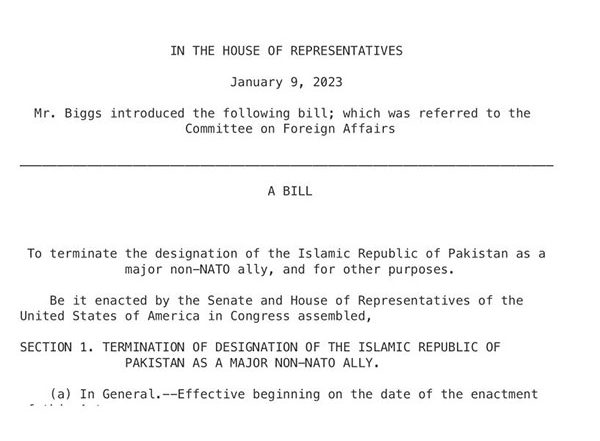 World News | Bill Tabled in US House to Terminate Pakistan's 'Non-NATO Ally' Status
