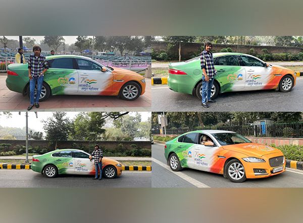 India News | Gujarat Man Facelifts His Jaguar Car in G20 Colors, Drives to National Capital to Raise Awareness