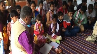 India News | Dibrugarh: Children Take Part in Saraswati Pooja for the First Time Since Covid-19 Pandemic Broke out