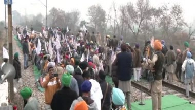 India News | Punjab: Farmers Stage Protest on Railway Track at Batala Station, Demand Increase in Sugarcane MSP