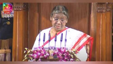 India News | My Government Has Been Recognised as Decisive One: President Murmu Refers to Art 370, Triple Talaq in First Parliament Address