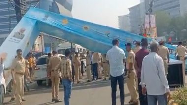 PM Narendra Modi in Mumbai: Arch Erected To Welcome Prime Minister Collapses in BKC (Watch Video)