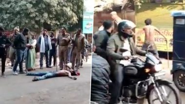 Viral Video: Drunk Youth Creates Ruckus on Road, Chases Cops With Stick in UP’s Mirzapur