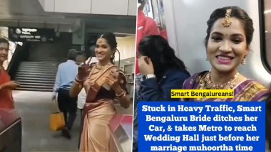 Bride Ditches Her Car, Takes Bengaluru Metro To Reach Wedding Hall on Time, Video Goes Viral