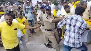 Andhra Pradesh: Tension Prevails in Kuppam After Police Deny Permission for Chandrababu Naidu’s Roadshow (Watch Video)