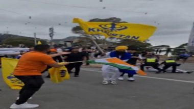 Australia: Khalistani Supporters, Pro-India Crowd Clash at Sikhs For Justice Referendum Rally in Melbourne (Watch Video)