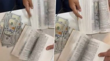 Mumbai Customs Officials Seized 90,000 US Dollars Concealed in Books From Two Foreign Passengers at CSMI Airport (Watch Video)