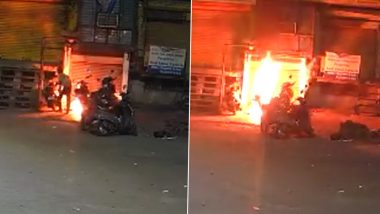 Navi Mumbai: Unknown Miscreant Sets Several Vehicles on Fire in Panvel, CCTV Video Captures Crime