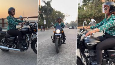 ‘Biker Girl’ Divyanka Tripathi Dahiya Shows Off Her New Ride on Social Media! Watch the Actress Riding the Royal Enfield Meteor 350 Stellar