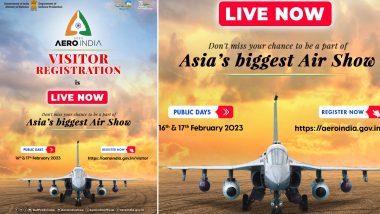 Aero India 2023: Visitor Registration Begins at aeroindia.gov.in for Asia's Biggest Air Show, Know E-Ticket Price, Dates and Other Details Here