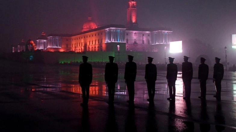 Beating Retreat Ceremony 2023: Rains in Delhi Fail to Dampen Spirit of Ceremony as Republic Day Celebrations Come to End (Watch Video)