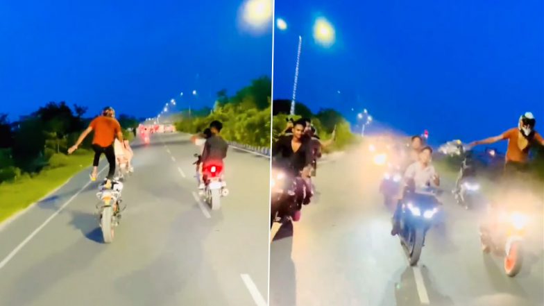 Gorakhpur: Youth Performs Dangerous Stunts on Moving Bike, UP Police Launch Action After Video Goes Viral