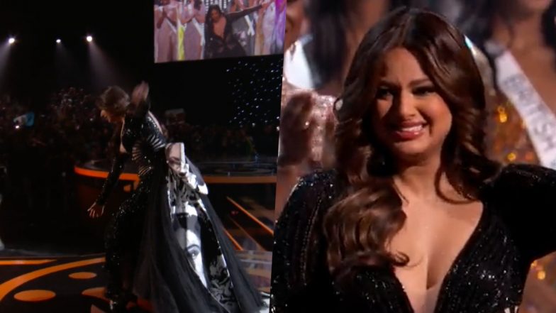 Harnaaz Sandhu NEARLY FALLS on Miss Universe 2022 Stage, Watch Emotional Video of the Indian Beauty Queen As She Crowns Her Successor