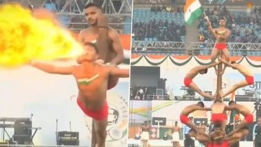 Indian Army Troops Perform 'Mallakhamb' As Part of Military Tattoo in Delhi, Exhibit Skillful Stunts (Watch Video)