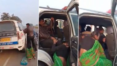 Madhya Pradesh Shocker: Police Drag and Pull Elderly Woman in Car in Morena District, Video Goes Viral