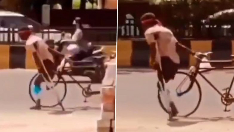 Viral Video: Specially-Abled Man Pulls Cart With One Hand While Holding Crutch With Other, Netizens Call Him 'Incredible Soul'