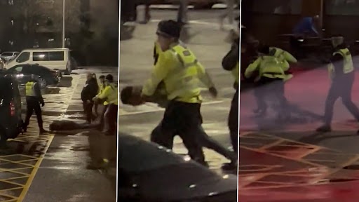 Manchester Police Officer Shoves Charlton Fan Down Before Walking Away ...