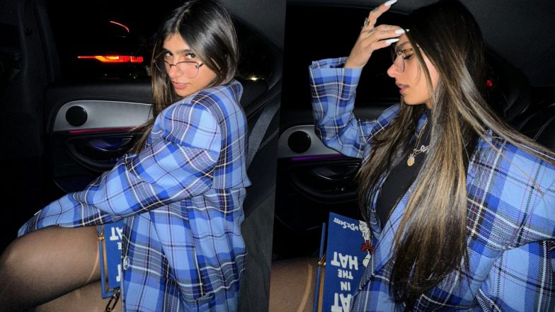 Mia Khalifa’s Latest Pics in Blue Chequered Overcoat Take Over Twitter!