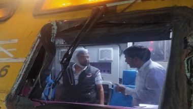 Mumbai: Boom of Crane Hits Local Train's Motor Cabin Near Naigaon Station, Motorman Suffers Minor Injury (Watch Video)